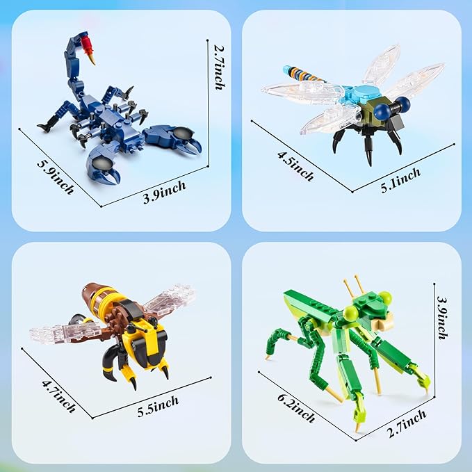 Insects Collection Building Set for Kids, 10 Packs Bug Building Blocks, Animals Insect Bug Toys, Party Favors Ideal Gift for Boys Girls 6 8 10 12+ (946PCS)