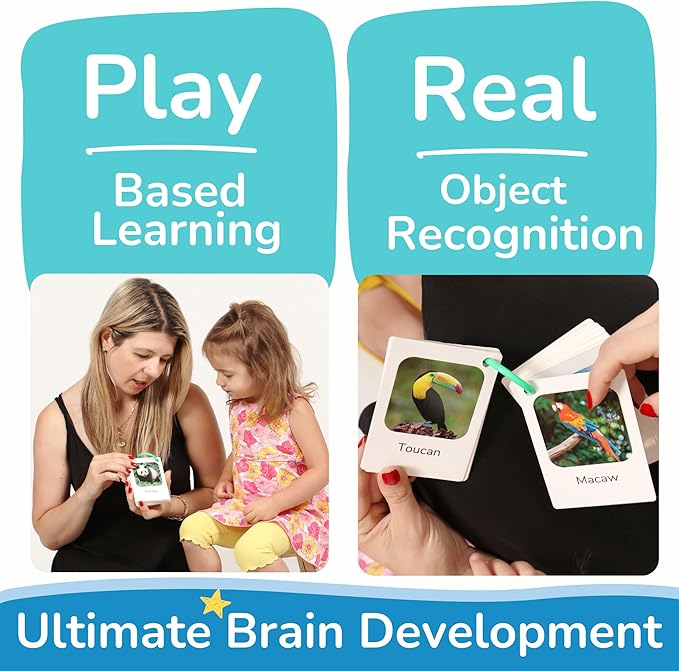 500 Words Thick & Sturdy Learning Flash Cards for Toddlers 1-3 with Rings - 1 Year Old Girl Gifts - Educational & Montessori Toys for 1 Year Old boy - Toddler Flashcards for Preschool & Kindergarten