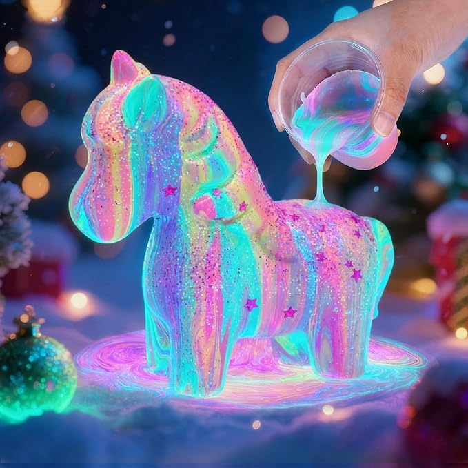 Unicorns Paint Pouring Art Kit - DIY Craft for Kids Age 6-12, Arts and Crafts Kit for Girls & Boys, Toys Girls Boy Birthday Gift Ages 4 5 6 7 8 9 10 11 12+