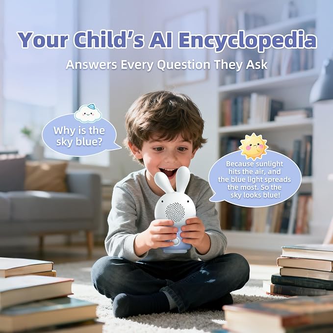 alilo AI Toys for Kids, ChatGPT Smart Companion with Real-Time Voice, 4 Agents & 91 Languages, Preloaded 48 Bunny English/50 Stories/66 Music/28 Lullabies/34 Classical Tunes, Bluetooth Speaker