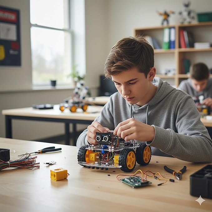 OSOYOO Robot Car Starter Kit for Arduino | STEM Remote Controlled App Educational Motorized Robotics for Building Programming Learning How to Code | IOT Mechanical DIY Coding for Teens Adults