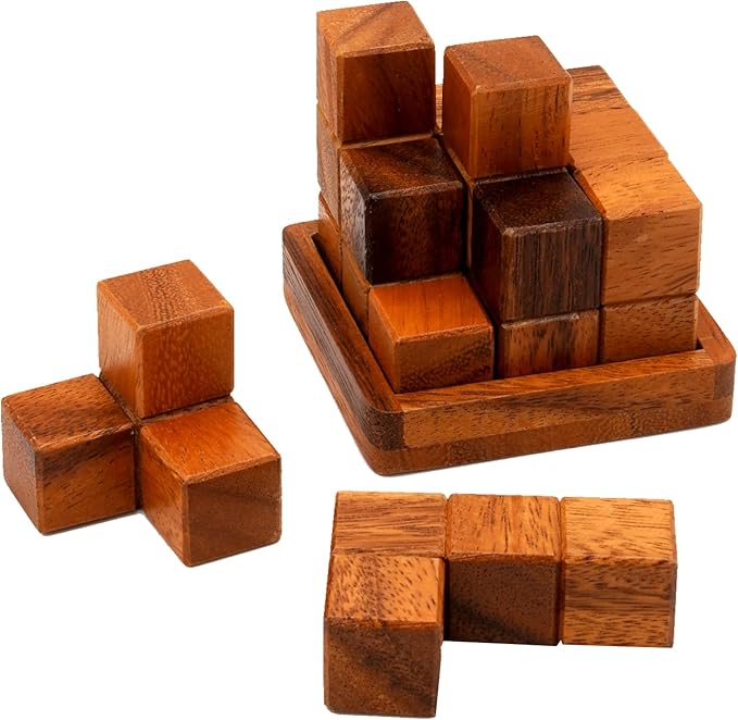 BSIRI Soma Puzzle Cube Wooden Toy Brain Teaser Desk Board Games Adults Master Block Christmas Mind Magic Benders Wood Hand Cube Family Teens Boy Classic
