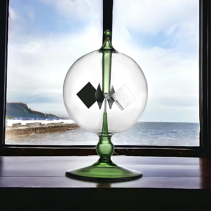 Green Solar Power Radiometer Crookes Solar Energy Spinning Vanes Glass Windmill Gift Home Desk Decoration