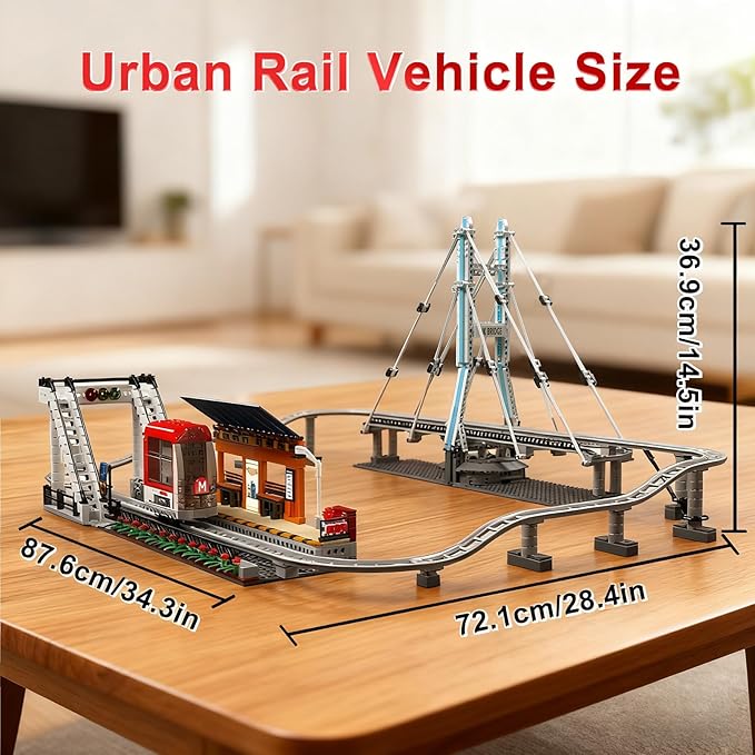 Sosuy Motorized Urban Railway Building Blocks Set, 1488+ Pcs Train Station with Tracks, Bridge & Control Station, Creative DIY STEM Toys Construction Kit, for Boys Teens Adults Men
