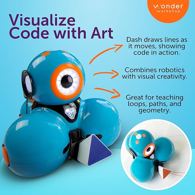 Wonder Workshop Dash Robot Wonder Pack – Coding Educational Bundle for Kids 6+ – Free STEM Apps with Instructional Videos - Launcher Toy, Sketch Kit Drawing, Gripper Building