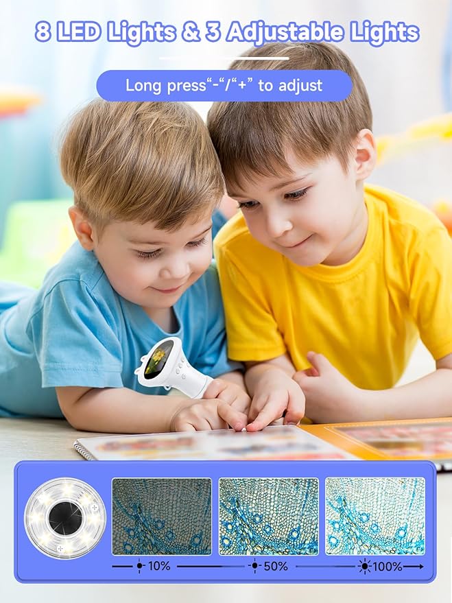 Microscope for Kids, 1000X Handheld Digital Miniscope with 2.0" Screen, Portable Pocket Microscope Education Toys Christmas Gifts for Age 3 4 5 6 7 8 9 10 Girls Boys