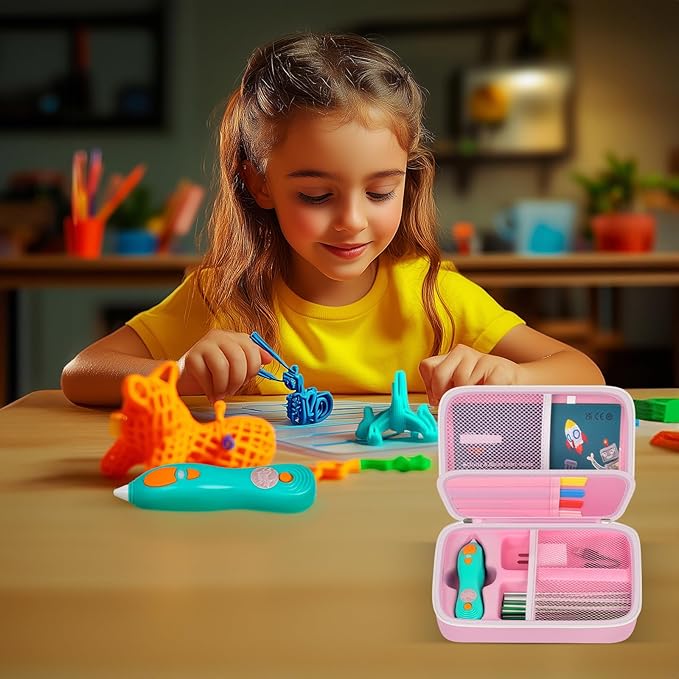 casmilee Case Compatible with 3Doodler Start+ Essentials 3D Pen Set for Kids, Art Activity Set Storage for Educational STEM Toy, Hold Plastic Filaments Strands- Pink