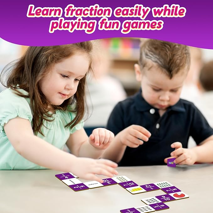 Fraction Dominoes Set,Math Games for Kids,Math Manipulatives,Counting Toys,Learning Games,Preschool Learning Activities,Homeschool Supplies,Kindergarten Classroom Must Haves,1st 2nd 3rd Grade