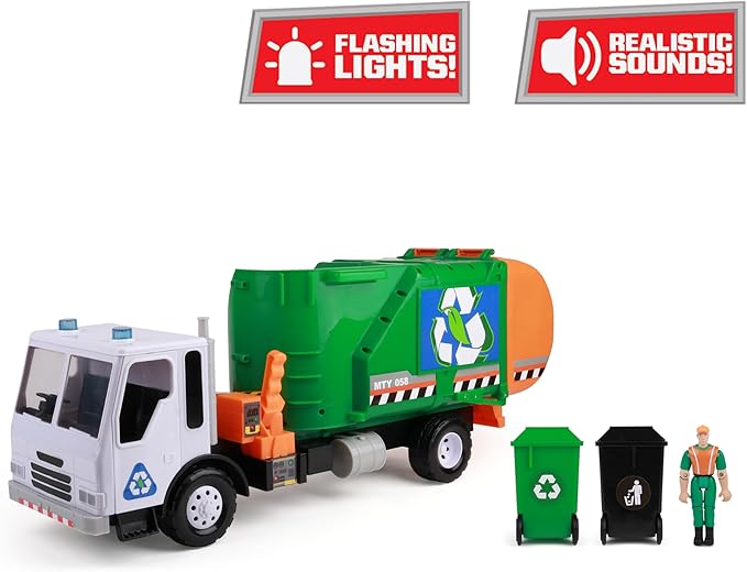 Mighty Fleet Titans 25" Huge Toy Semi w/Flatbed & Rescue Helicopter, Realistic Sounds & Lights, Batteries Included