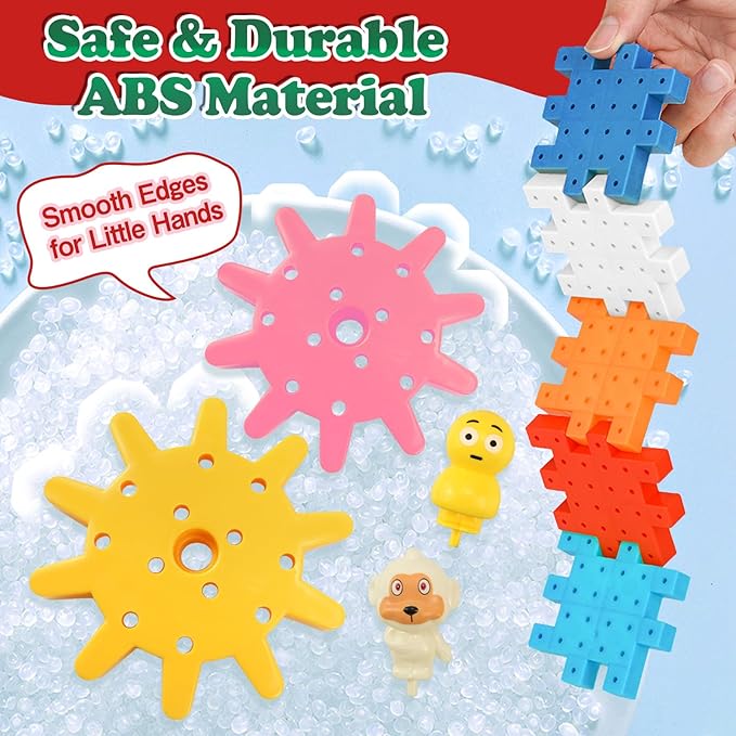 CORPER TOYS Christmas Gear Building Set for Kids，57PCS DIY Electric Gears Toy with Lights & Music & Pull Back Santa STEM Building Toy for Boys and Girls Ages 3+