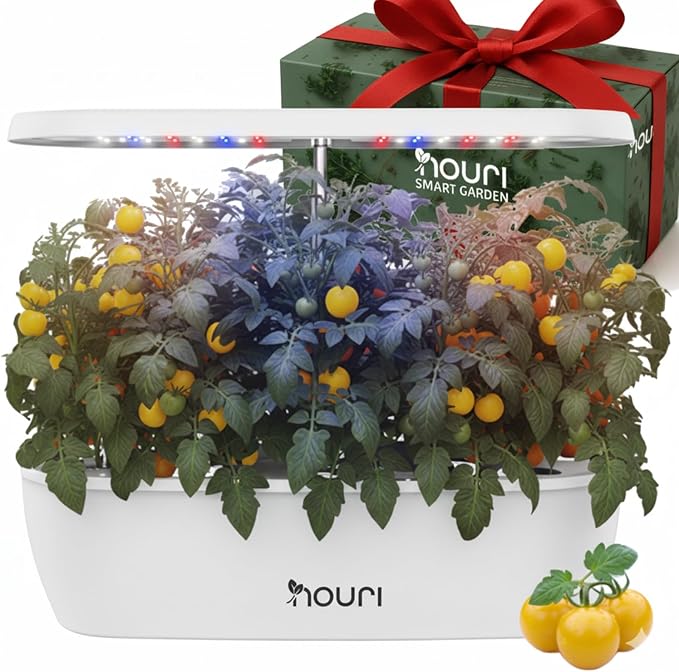 Nouri 12 pod Smart Garden for Home Cooks | w/Heirloom Tomato | Hydroponics Growing System | LED Grow Lights | Indoor Herb Garden Kit | Herb Growing Kit Indoors for Plant Lovers, Gardeners, Kitchen