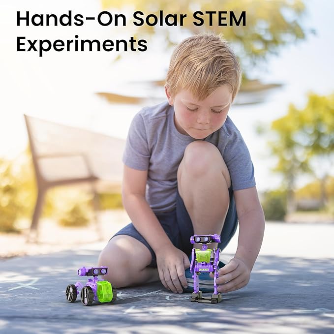 Sillbird Solar Building Robot Kit Christmas STEM Gift for Boys Aged 8-12, DIY 15-in-1 Science Educational Toys for Kids Birthday, Solar or Battery Powered Robotic Set with 212 Pieces