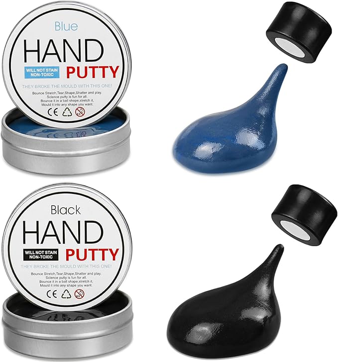 Magnetic Slime Putty, Magnetic Space Putty Slime with Upgraded Magnet Toys for Kids Adults, Fidget Toy Stress Reliever Puddy for Christmas Birthday Gifts Stocking Stuffers (2 Pack, Blue&Black)