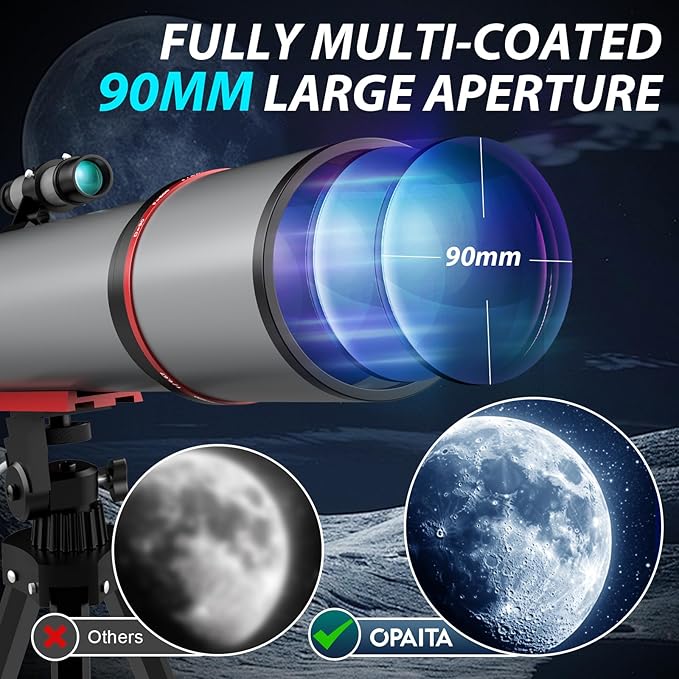 Telescope for Adults High Powered - 90mm Aperture 600mm Refractor Telescope for Kids & Beginners - Portable Astronomy Telescopes Profesional with Phone Adapter Tripod Carry Bag