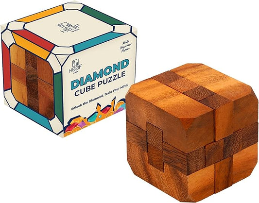 BSIRI Games Gifts and Brain Teaser Puzzles for Adults Classic Games of Diamond Cube Puzzle for Puzzle Games to Challenge Mind Puzzles for Adults for Fun and Educational Game Wooden Puzzles