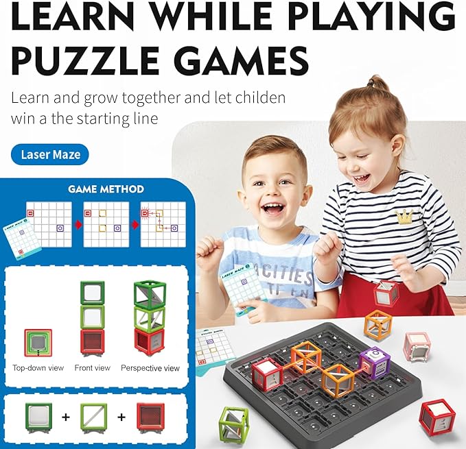 2025 New Maze Reasoning Game, STEM Toys for Ages 8-13 with 60+ Challenges Puzzle Game, Board Games for 8-13 Years Old Children Gift, Learning Education Toys for Space & Logic - 25 Pcs