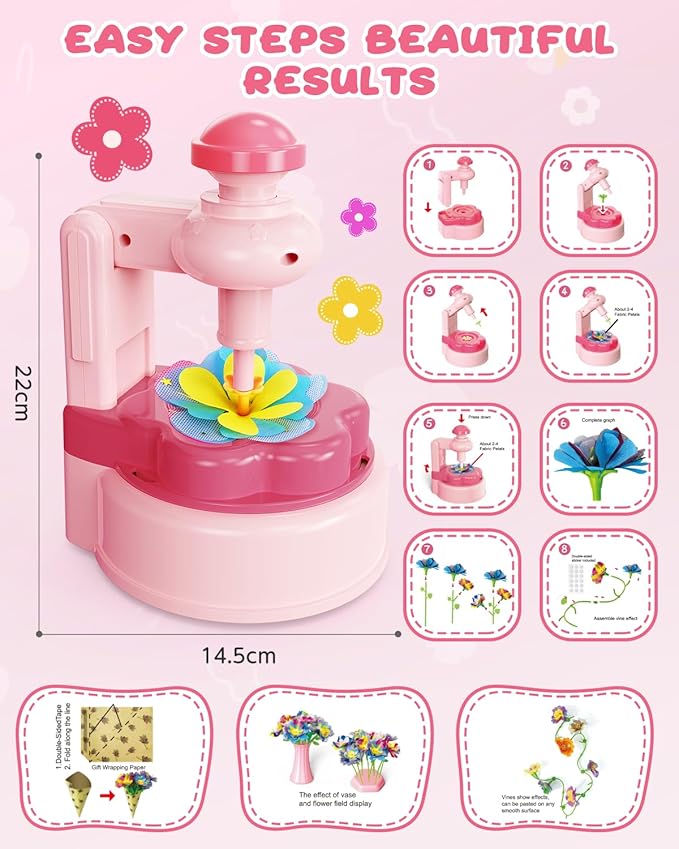 MISSOLO DIY-Crafts for Kids-Toys for Ages 4-13-Arts and Crafts for Kids-Develop Children's Critical Thinking Skills-Gifts for Kids-Fabric Flower Bouquets Toy -SIncludes Toy Storage Box