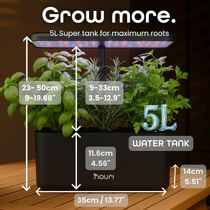 Nouri 7 Pod Smart Garden for Home Cooks | w/Heirloom Tomato | Hydroponics Growing System | LED Grow Lights | Indoor Herb Garden Kit | Herb Growing Kit Indoors for Plant Lovers, Gardeners, Kitchen