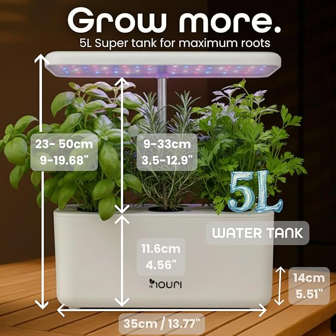 Nouri 7 Pod Smart Garden for Home Cooks | w/Heirloom Basil | Hydroponics Growing System | LED Grow Lights | Indoor Herb Garden Kit | Herb Growing Kit Indoors for Plant Lovers, Gardeners, Kitchen