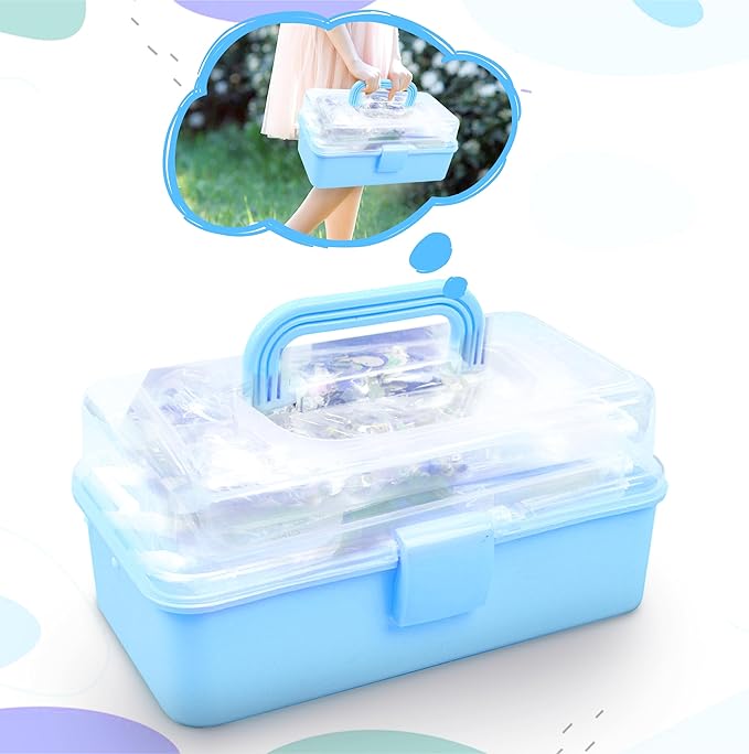 LINAYE 3000PCS Arts and Crafts Supplies for Kids, DIY Craft Box Kits, Craft Supplies Set Include Pompoms, Pipe Cleaners for Kids Ages 4-6 6-8 Birthday Christmas Gifts for Boys Girls Blue