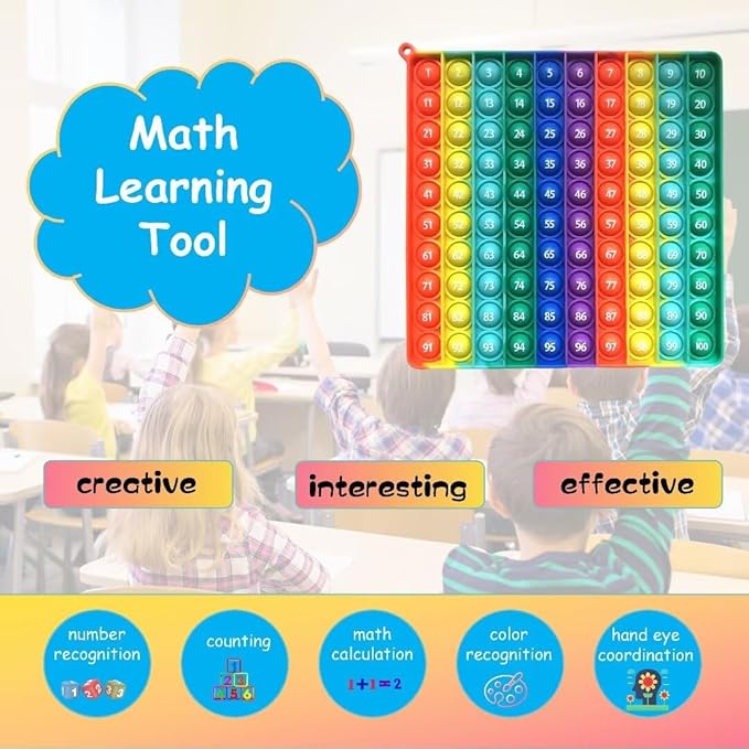 Alphabet Popper Fidggety Toy, Stress Relief Sensory Popping Game, Preschool Montessori Uppercase Lowercase Matching Game, ABC Letter Learning Educational Block (Number 100 Popper)