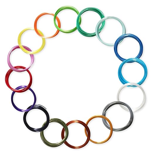 16 Colors 1.75mm Silk PLA 3D Printer/Pen Filament Refill, Each Color 4m, Total 64m Silk PLA Filament Sample Pack, Support for FDM 3D Printer and 3D Pen, Not Compatible with 3Doodler Pen