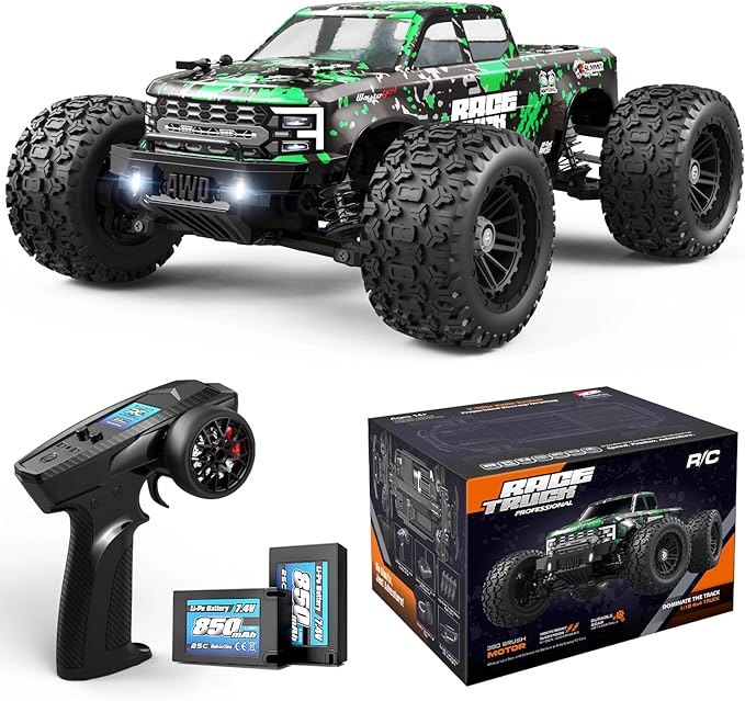 HAIBOXING 1:18 Scale RC Truck 18859E, 4X4 Off-Road Vehicle with Speeds up to 36km/h, Hobby Grade 2.4GHz Remote Control, Water-Resistant Electronics, Two 7.4V Li-Po Batteries for Extended Playtime