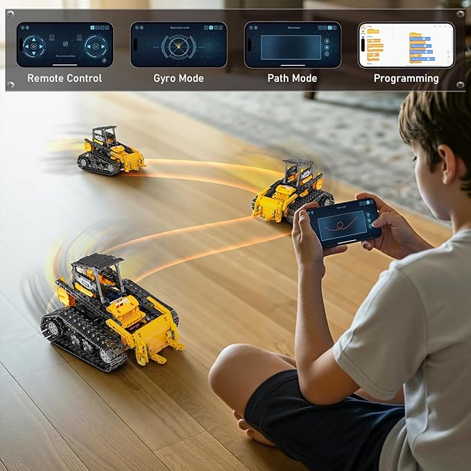 5in1 STEM Robot Building Toys for Kids 6-12, App & Remote Control STEM Excavator Bulldozer Crane Robot Building Kits, 736PCS DIY Educational Construction Building Sets, Erector Set Gift for Boys Girls
