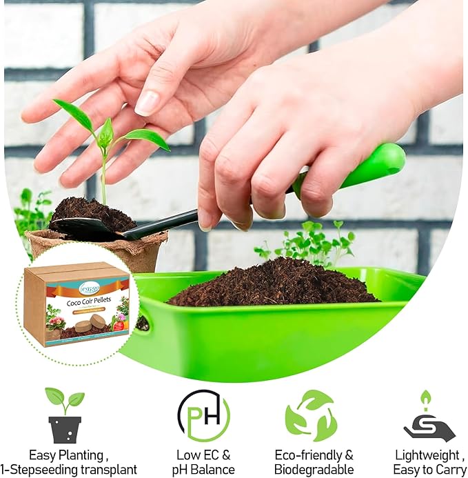 Legigo 200 Pcs 30mm Coco Coir Pellets Seed Starter Soil Mix- Organic Coconut Coir Potting Soil Pods for Seedling, Coco Peat Soil Discs for Indoor & Outdoor Plants Bonsai Herbs Vegetables and Flowers