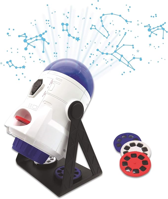LEXiBOOK, 2-in-1 Constellations and Images Planetarium Projector, 24 Images to Discover Space, 2 Constellation Domes, STEM, White/Blue, NLJ180