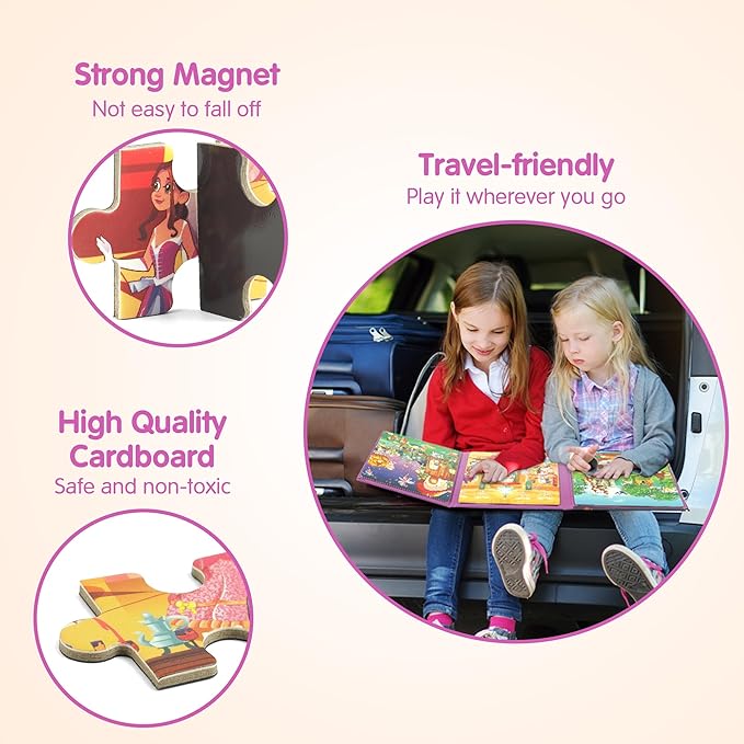 SYNARRY Princess Fairy Party Magnetic Puzzles for Toddlers 3-5 Girls, 36 Pieces Travel Puzzles for Kids Ages 4-6, Airplane Car Road Trip Activities Games Toys for 3 4 5 6 Year Old Girls Birthday Gifts