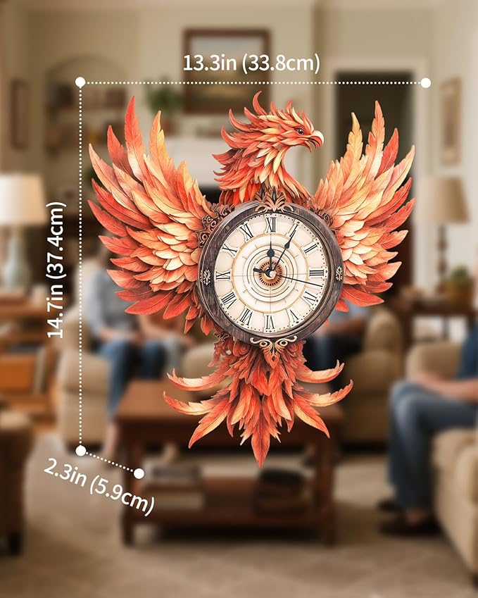 3D Wooden Puzzles for Adults, 3D Puzzle Fire Phoenix Clock Kit (with Pendulum), 3D Puzzles for Adults Teens Home Wall Decor Clock Puzzle Gifts for Adult
