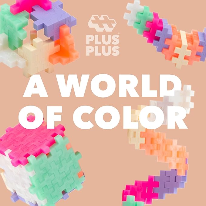 PLUS PLUS 240 Piece Interlocking Building Blocks for Kids, Open Ended Connecting Toys, Stem Bin Classroom Mini Manipulatives - Pearl Mix Play Tube