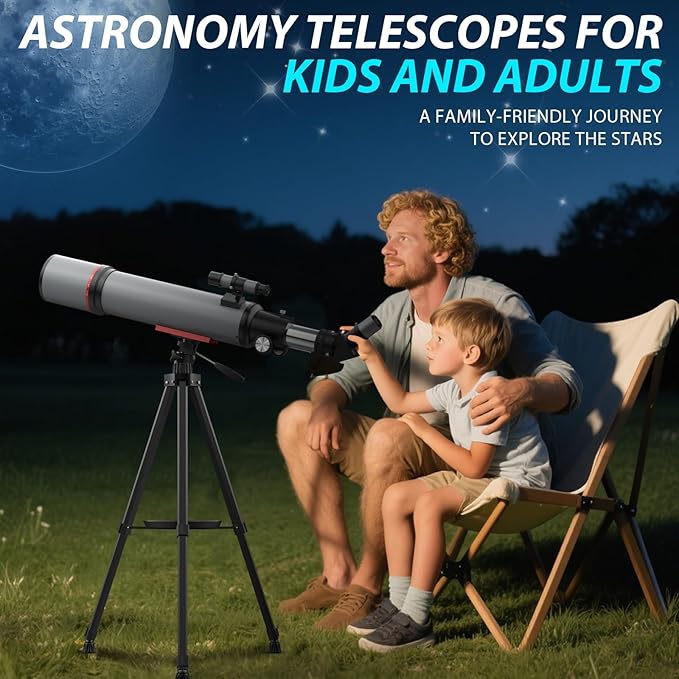 Telescope for Adults High Powered - 90mm Aperture 600mm Refractor Telescope for Kids & Beginners - Portable Astronomy Telescopes Profesional with Phone Adapter Tripod Carry Bag