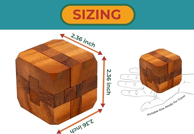 BSIRI Games Gifts and Brain Teaser Puzzles for Adults Classic Games of Diamond Cube Puzzle for Puzzle Games to Challenge Mind Puzzles for Adults for Fun and Educational Game Wooden Puzzles