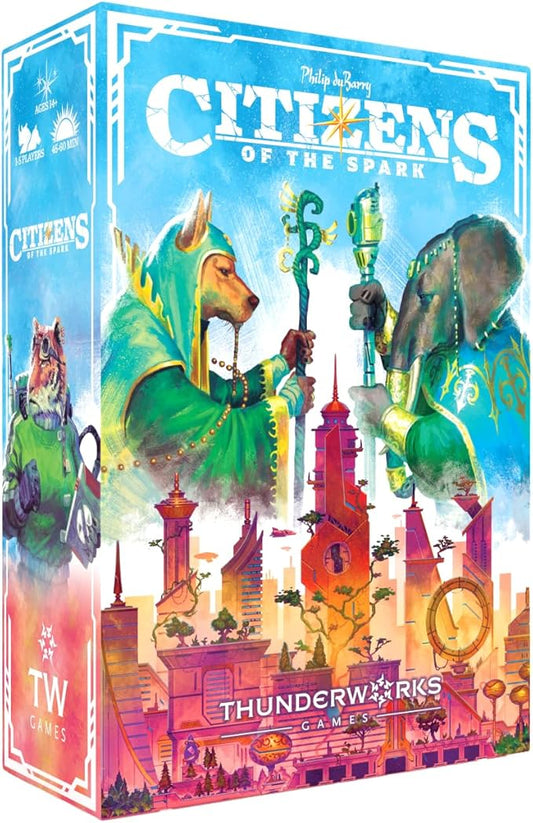 Citizens of The Spark Board Game | Strategy Card-Drafting Game of Clever Combos | Competitive Tableau Builder | Fantasy Sci-fi Animals | 1-5 Players Ages 14+ | 45-60 Minutes | Thunderworks Games