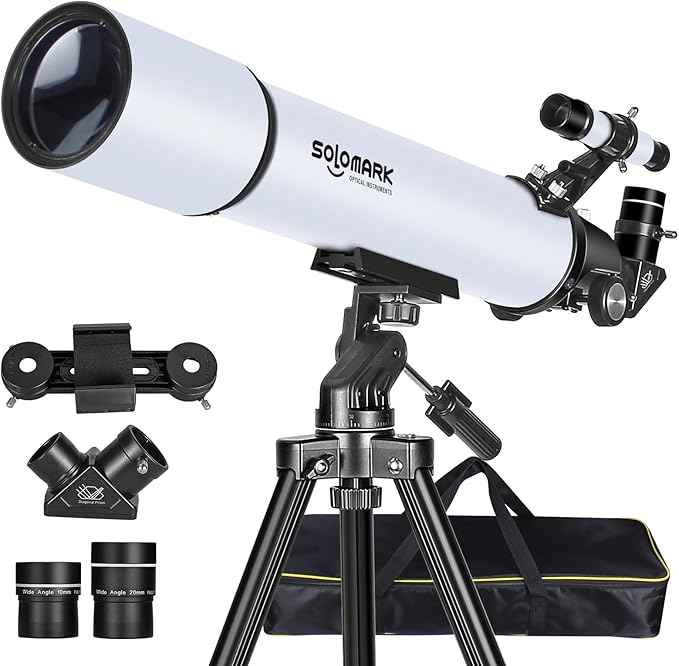 Telescope for Adults High Powered, 80mm Aperture 900mm Professional Refractor Telescope for Adults & Beginners, Compact and Portable Travel Telescopio with Carrying Bag and Designed Phone Adapter