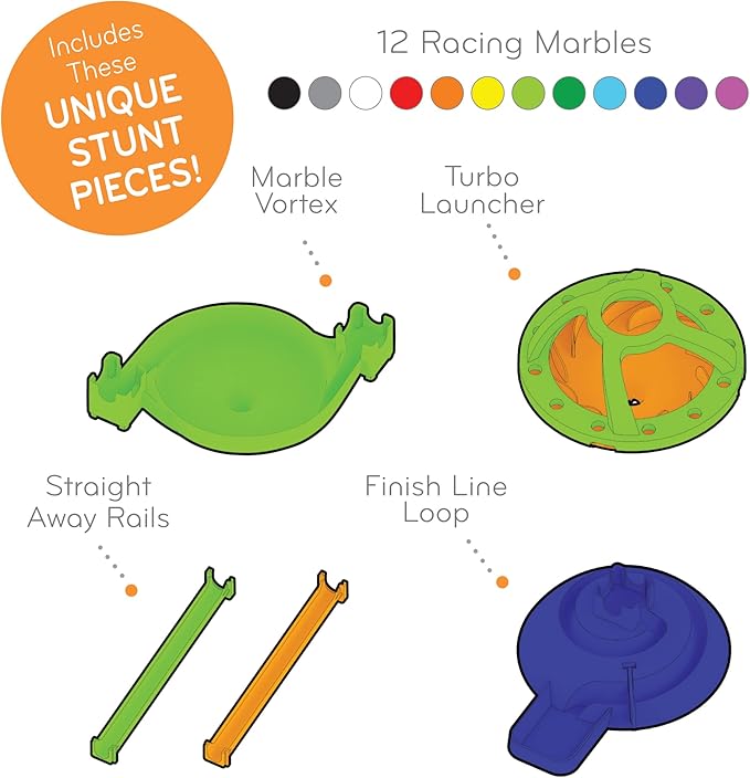 MindWare Q-BA-Maze Super Race Set – STEM Marble Run Building Kit for Kids Ages 6+, Turbo Launcher & Creative Engineering Challenge