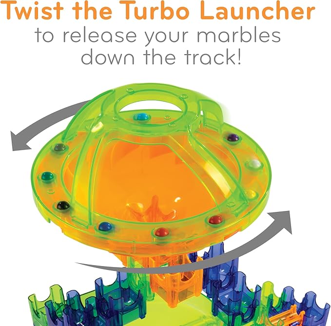 MindWare Q-BA-Maze Super Race Set – STEM Marble Run Building Kit for Kids Ages 6+, Turbo Launcher & Creative Engineering Challenge
