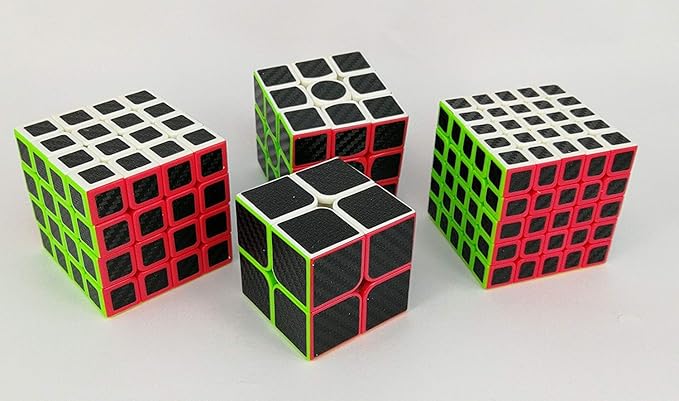 CFMOUR Speed Cube 2x2 3x3 4x4 5x5 Set, Fast Magic Cube Bundle for Kids, Smooth Carbon Fiber Cubes, Puzzle Toys