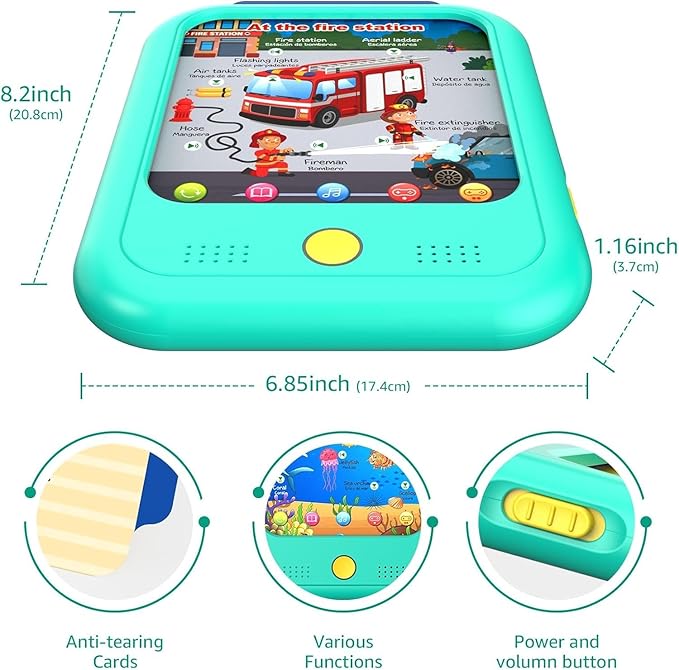 Kids Learning Tablet Educational Learning Pad for Toddlers 2-5 to Learn Alphabets, Numbers, Foods, Time, Music, Talking Cards for Toddlers，Learning Educational Toy Kids Gifts