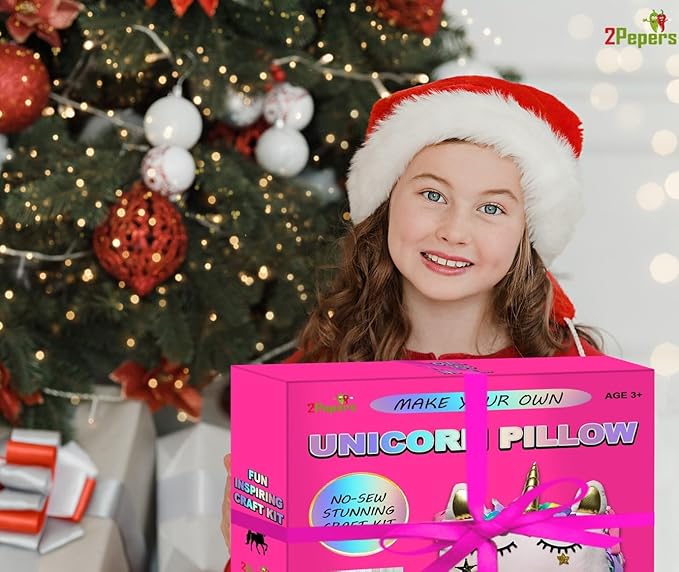 Make Your Own Unicorn Pillow Kit Arts and Crafts for Girls Age 4 5 6 7 8-12 Years Old (No Sew) DIY kit for Kids, DIY Unicorn Craft Supplies Plush Toy Stuffed Pillow, Kids Craft Project Gifts for Girls