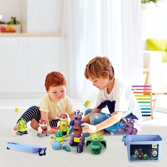 Gifts2U Magnetic Robots for Kids, 35 PCS Magnetic Blocks Set with Storage Box, Stacking Robots Toy STEM Educational Playset for Boys and Girls Ages 3-6