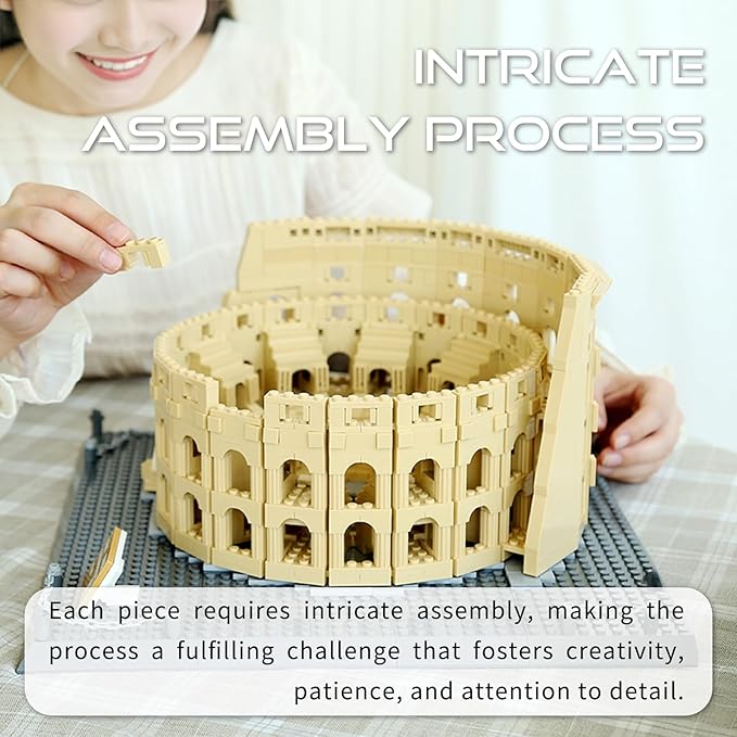Architecture Roman Colosseum Building Blocks Sets Roman Coliseum Model Building Kits Famous Landmark Toys Gift for Adults Kids Teens 1756 PCS