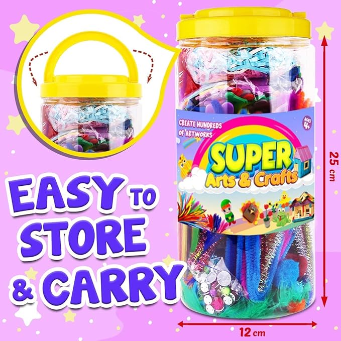 FUNZBO Arts and Crafts School Supplies for Kids - Christmas Kindergarten School Supplies Set with Glitter Glue Stick,Glue, Pipe Cleaners Craft and Kids' Scissor, Birthday Gifts for Girls Boys Age 4+