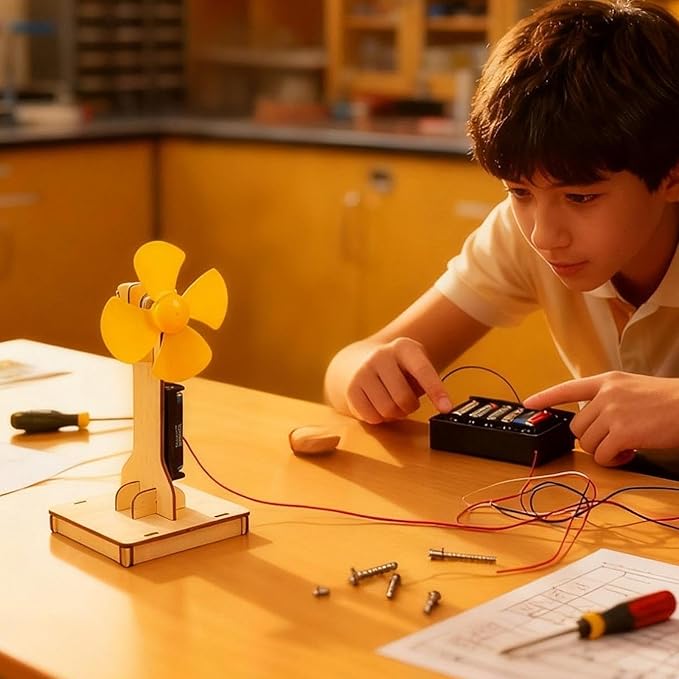 DIY Fan Material Kit Toy Educational Toy Physics Assemble Fan Model Assembly Science Small Experiment Set for Boys Girls Kids