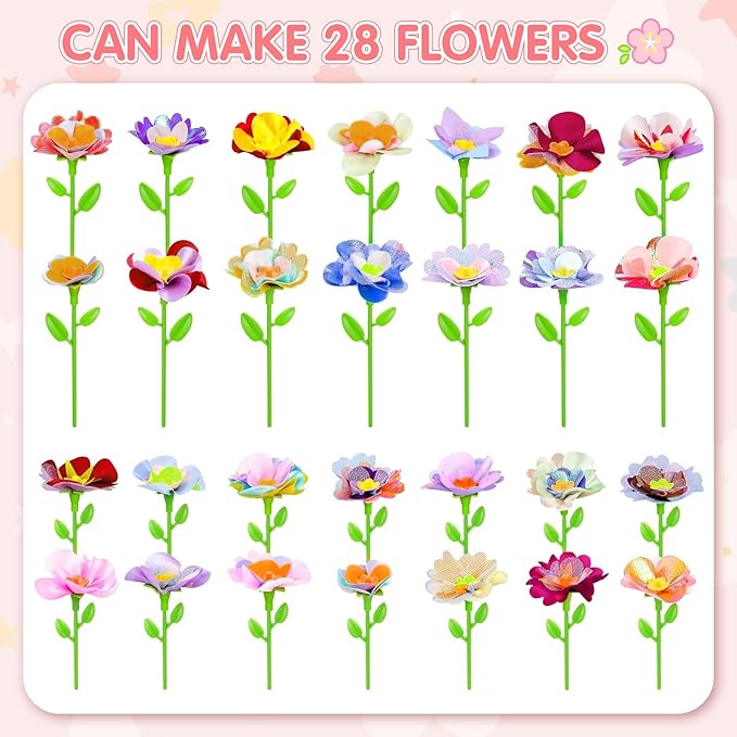 ChainnForces Flower Bouquet Craft Kit Accessories for Making 32 Flowers, DIY Fabric Flowers for Crafts Build Your Bouquet Market Toy Parts