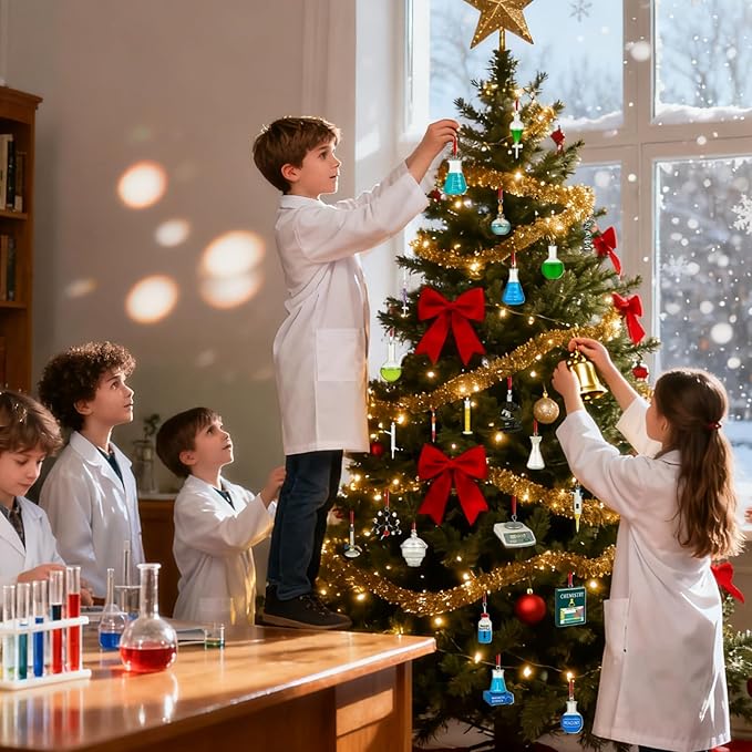 24 Day Chemistry Holiday Science Kit 2D Acrylic Ornaments Daily Science Activities Hands-on Learning Educational Entertainment For Home Decorators Front Door Room Bedroom Wall Mantel