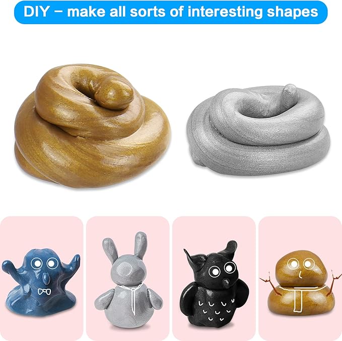 Magnetic Slime Putty, Magnetic Space Putty Slime with Upgraded Magnet Toys for Kids Adults, Fidget Toy Stress Reliever Puddy for Christmas Birthday Gifts Stocking Stuffers (2 Pack, Gold&Silver)