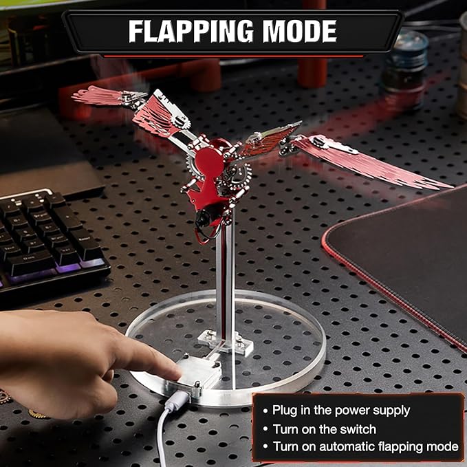 Microworld 3D Metal Puzzle for Adults, Ornithopter 3D Metal Model Kits, Mechanical Model 3D Puzzle, DIY Animal Difficult 3D Puzzles Home Decor Art Craft Gifts (Red)